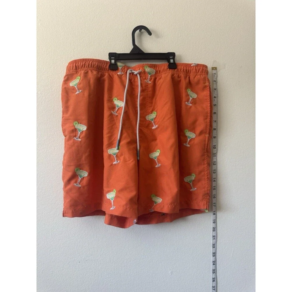 Tommy Bahama Men’s Swim Trunks Orange Margarita Print Size Large